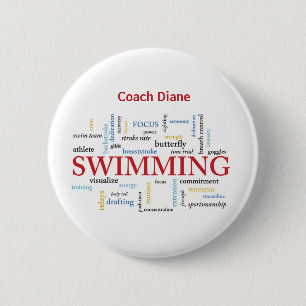 Badge Rond 5 Cm Personnaliser, Merci Entraîneur De Natation En Mot