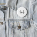 Badge Rond 5 Cm Personnaliser Nom du monogramme Modèle blanc Rond<br><div class="desc">Personnaliser Nom du monogramme Modèle blanc Elégant Bouton rond Standard tendance tendance.</div>