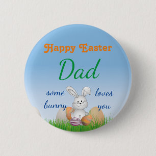 Badge Rond 5 Cm Personnaliser Nom Joyeux Pâques un lapin vous aime