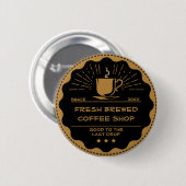 Badge Rond 5 Cm Personnaliser Rustic Coffee Shop Cup Business Adve (Devant & derrière)