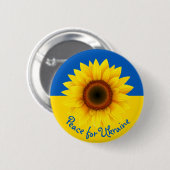 Badge Rond 5 Cm Personnaliser Texte Ukraine Tournesol Jaune bleu (Devant & derrière)
