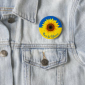 Badge Rond 5 Cm Personnaliser Texte Ukraine Tournesol Jaune bleu (En situation)