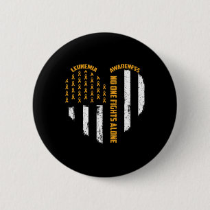 Badge Rond 5 Cm Personne ne combat Usa Drapeau Coeur seul Leukemia