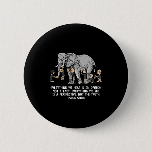 Badge Rond 5 Cm Perspective Citation Marcus Aurelius Elephant Illu (Devant)