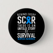 Badge Rond 5 Cm Perte de cheveux calcaire Bleu Ruban Alopecia Area (Devant)