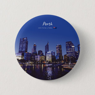Badge Rond 5 Cm Perth, Australie - Ciel de la ville la nuit