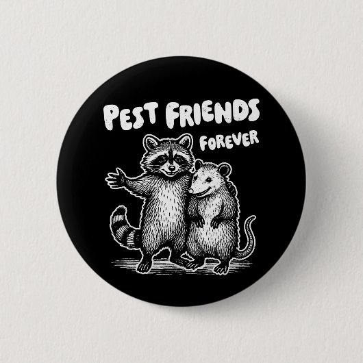 Badge Rond 5 Cm Pest Friends Forever Blanc Imprimer (Devant)