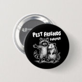 Badge Rond 5 Cm Pest Friends Forever Blanc Imprimer (Devant & derrière)