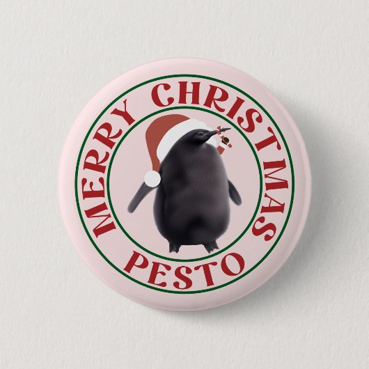 Badge Rond 5 Cm Pesto Penguin Noël (Devant)