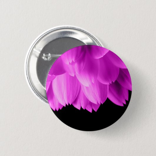 Badge Rond 5 Cm Pétales de fleurs roses chaudes sur noir (Devant & derrière)