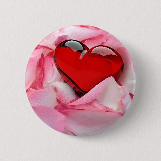 Badge Rond 5 Cm Pétales Roses en verre rouge (Devant)