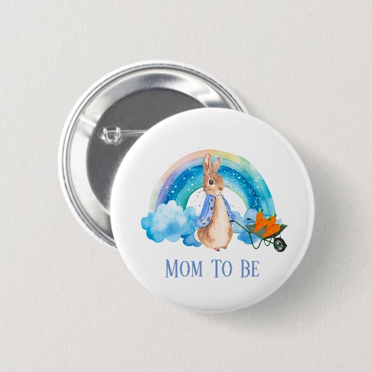 Badge Rond 5 Cm Peter Rabbit Rainbow Carottes Maman Être (Devant & derrière)
