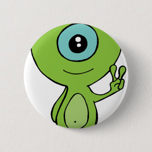 Badge Rond 5 Cm Petit alien frais