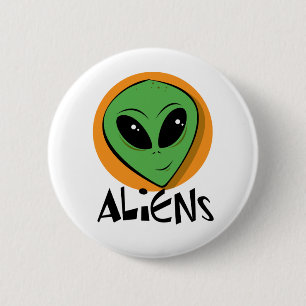 Badge Rond 5 Cm Petit alien vert