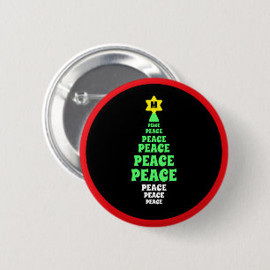 Badge Rond 5 Cm Petit arbre de Noël vert de la paix