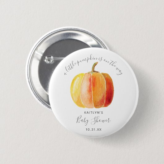 Badge Rond 5 Cm Petit Baby shower Citrouille (Devant & derrière)