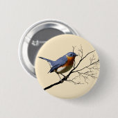 Badge Rond 5 Cm Petit bleu d'oiseau, goupille (Devant & derrière)