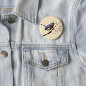 Badge Rond 5 Cm Petit bleu d'oiseau, goupille (En situation)