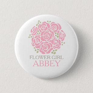 Badge Rond 5 Cm Petit bouquet rose de demoiselle de honneur appel