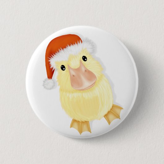 Badge Rond 5 Cm Petit canard dans le Pin de Noël de casquette de (Devant)
