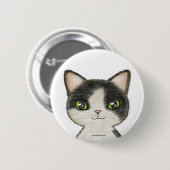 Badge Rond 5 Cm Petit chat noir et blanc (Devant & derrière)