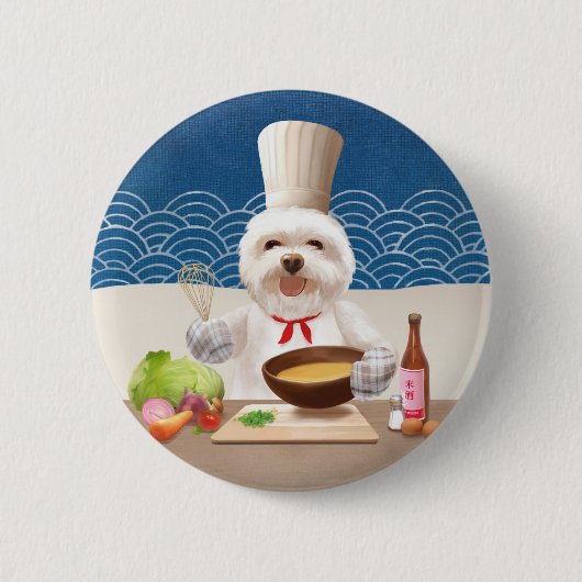 Badge Rond 5 Cm Petit Chien Chef (Devant)