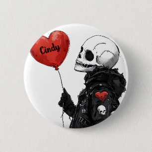 Badge Rond 5 Cm Petit cœur effrayant - Crâne personnalisable avec
