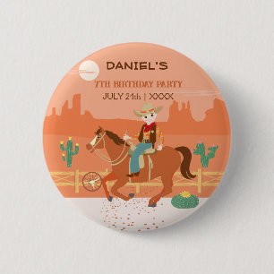 Badge Rond 5 Cm Petit cow-boy cool et cheval fête d'anniversaire