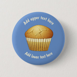Badge Rond 5 Cm Petit-déjeuner léger Muffin sur bleu - Ajouter son