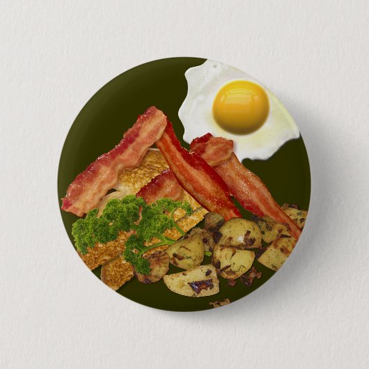Badge Rond 5 Cm Petit-déjeuner Oeufs de bacon paysager (Devant)