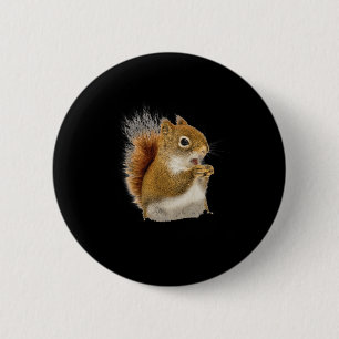 Badge Rond 5 Cm Petit Écureuil Mangeant Ses Noix