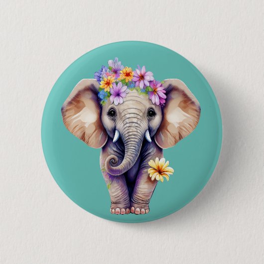 Badge Rond 5 Cm Petit éléphant (Devant)