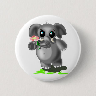 Badge Rond 5 Cm Petit éléphant avec bouton de fleur - Vos couleurs