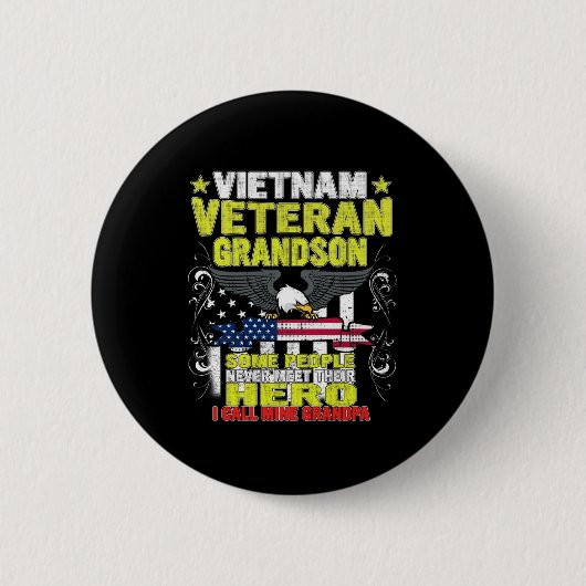 Badge Rond 5 Cm petit-fils vétéran du vietnam (Devant)
