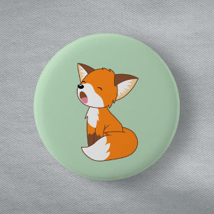 Badge Rond 5 Cm Petit Fox somnolent mignon