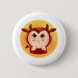 Badge Rond 5 Cm Petit garçon dans un costume d'Halloween diable ro
