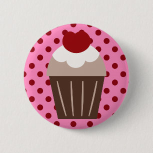 Badge Rond 5 Cm Petit gâteau de cerise de chocolat de KRW