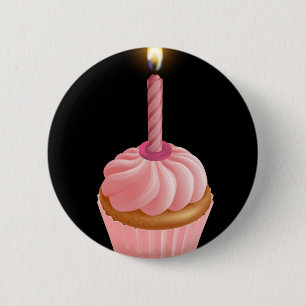 Badge Rond 5 Cm Petit gâteau féerique rose de gâteau avec la