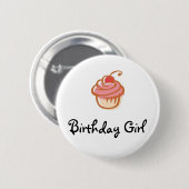 Badge Rond 5 Cm petit gâteau, fille d'anniversaire - customisée (Devant & derrière)