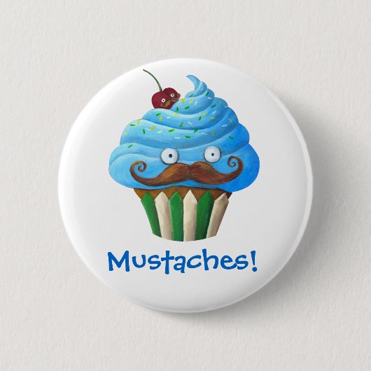 Badge Rond 5 Cm Petit gâteau Mustached doux (Devant)