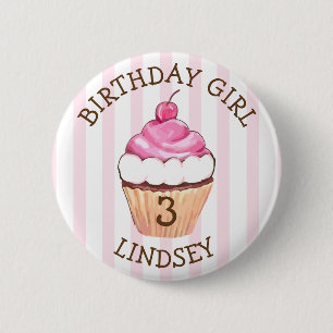 Badge Rond 5 Cm Petit gâteau personnalisé de fille d'anniversaire