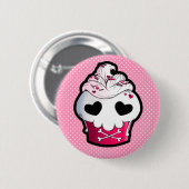 Badge Rond 5 Cm Petit gâteau rose de crâne (Devant & derrière)