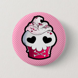 Badge Rond 5 Cm Petit gâteau rose de crâne