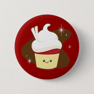 Badge Rond 5 Cm Petit gâteau rouge de velours