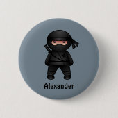 Badge Rond 5 Cm Petit guerrier ninja sur fond gris (Devant)