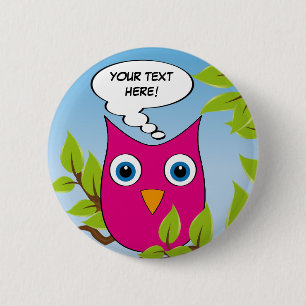 Badge Rond 5 Cm Petit hibou mignon personnalisable - couleurs