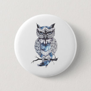 Badge Rond 5 Cm Petit hibou Tattoo Flash Idea Cartoon Owl