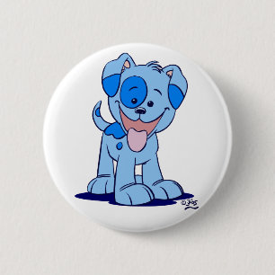 Badge Rond 5 Cm Petit insigne bleu de bouton de chiot
