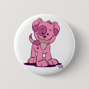 Badge Rond 5 Cm Petit insigne rose de bouton de chiot