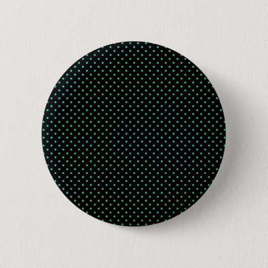 Badge Rond 5 Cm Petit Motif Pois noir et vert émeraude (Devant)